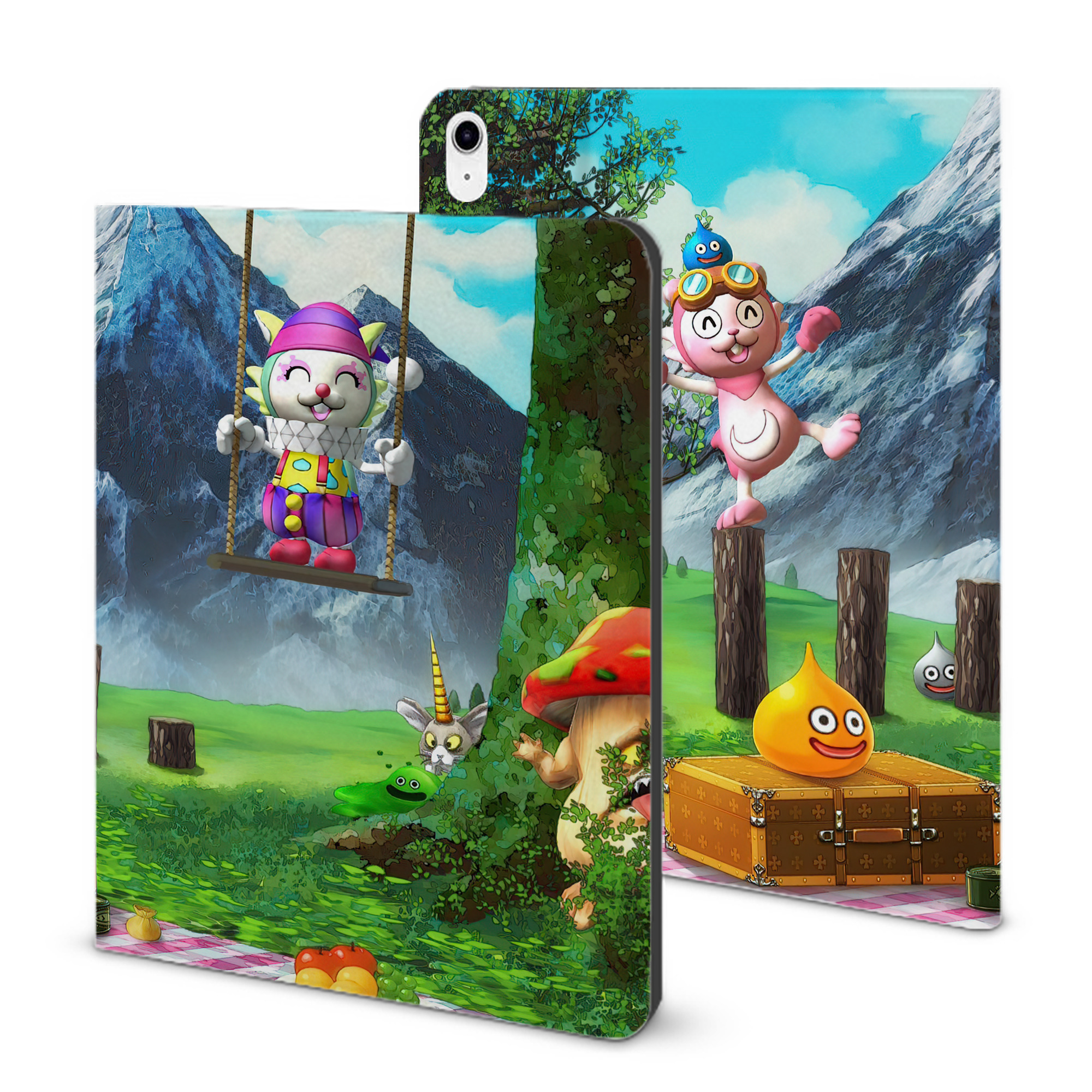 （画像用） ドラゴンクエスト Doragon Kuesuto Dragon Quest IPad ケース ブック型 PUレザー TPU 耐衝撃 軽量 薄型 ペン収納なし 全面保護 IPad 各モデル対応
